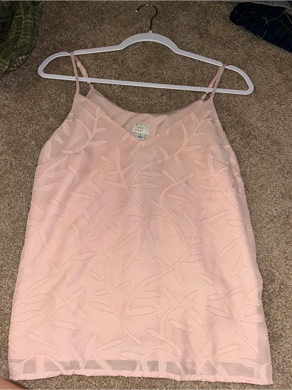 a new day Blush Pink Textured Leaf Camisole